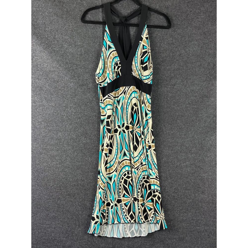En Focus Y2K Babydoll Dress Womens Medium Printed Halter Stretchy Retro